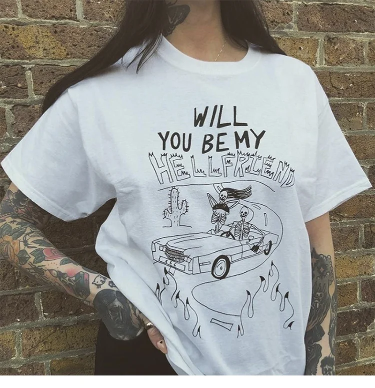 Fashionshow-JF Unisex Will You Be My Hellfriend T-Shirt Hipsters Grunge Style Tumblr Shirt 90s Street Wear White Tee
Fashionshow-JF Unisex Will You Be My Hellfriend T-Shirt Hipsters Grunge Style Tumblr Shirt 90s Street Wear White Tee