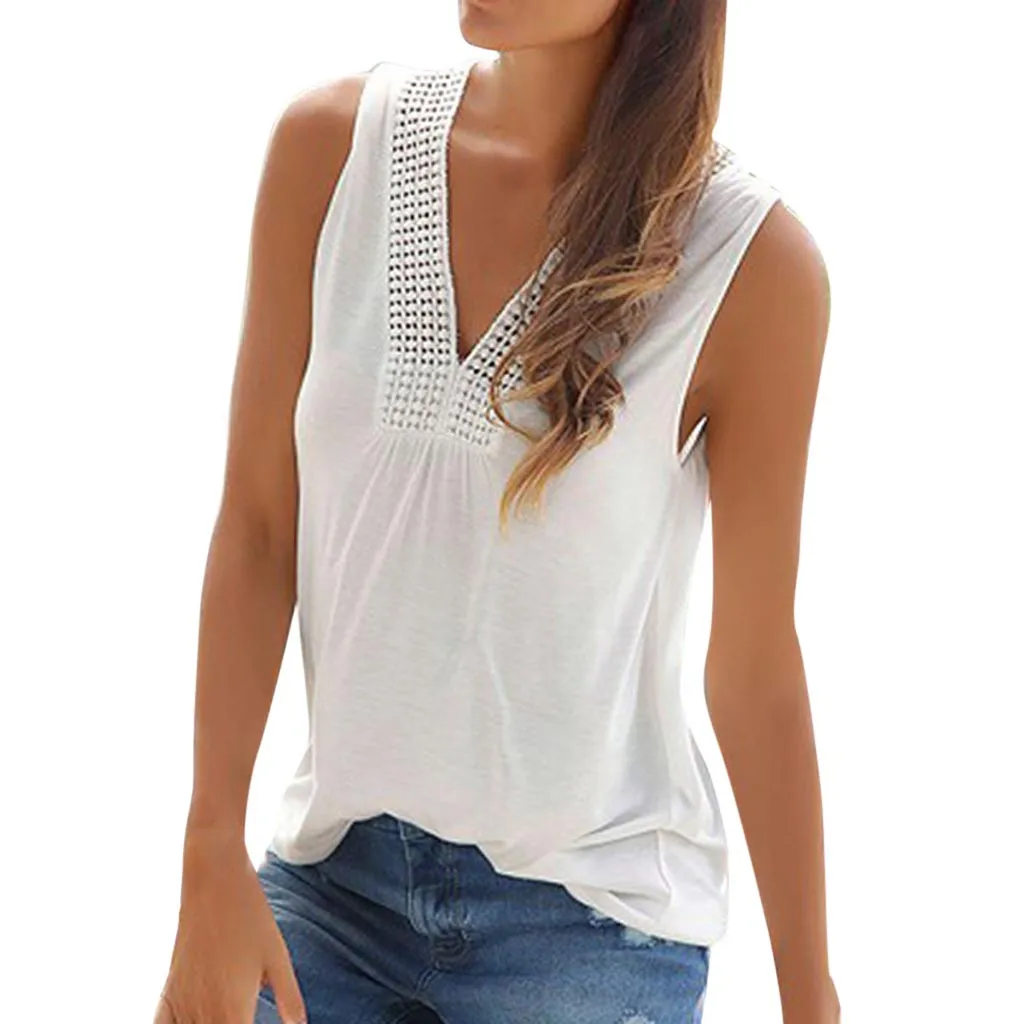 SAGACE hot Women T Shirt Casual Solid color Beach Lace Sleeveless V Neck Tops Vest T-Shirt Sexy V Neck t-shirts womens fashion
SAGACE hot Women T Shirt Casual Solid color Beach Lace Sleeveless V Neck Tops Vest T-Shirt Sexy V Neck t-shirts womens fashion