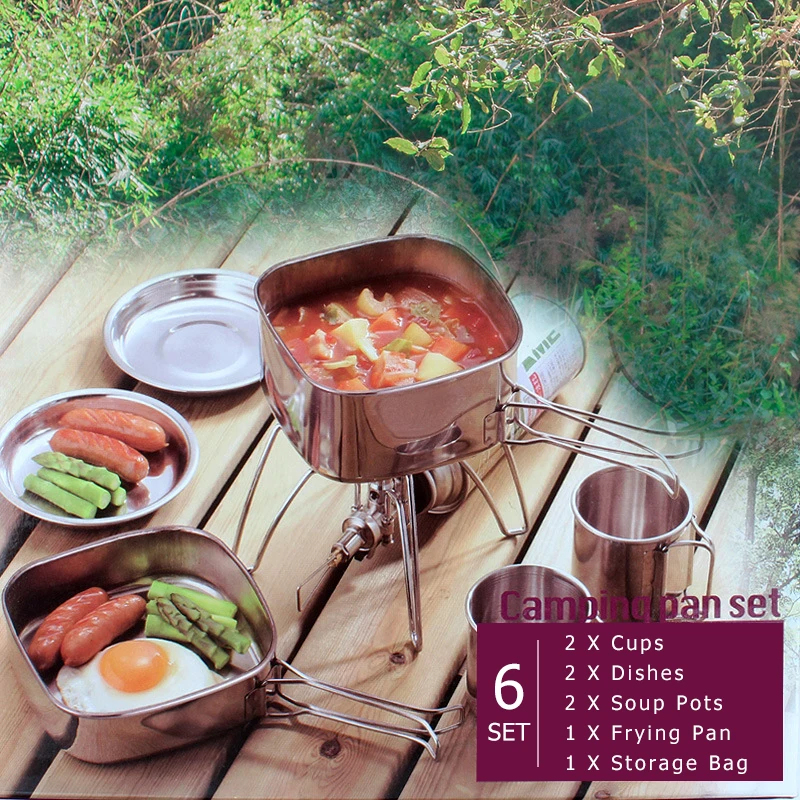 6Pcs/set Stainless Steel Outdoor Picnic Pot Pan Kit Camping Hiking Cookware Plate/Bowl/Cup/Pan Cover Cooking Set
6Pcs/set Stainless Steel Outdoor Picnic Pot Pan Kit Camping Hiking Cookware Plate/Bowl/Cup/Pan Cover Cooking Set