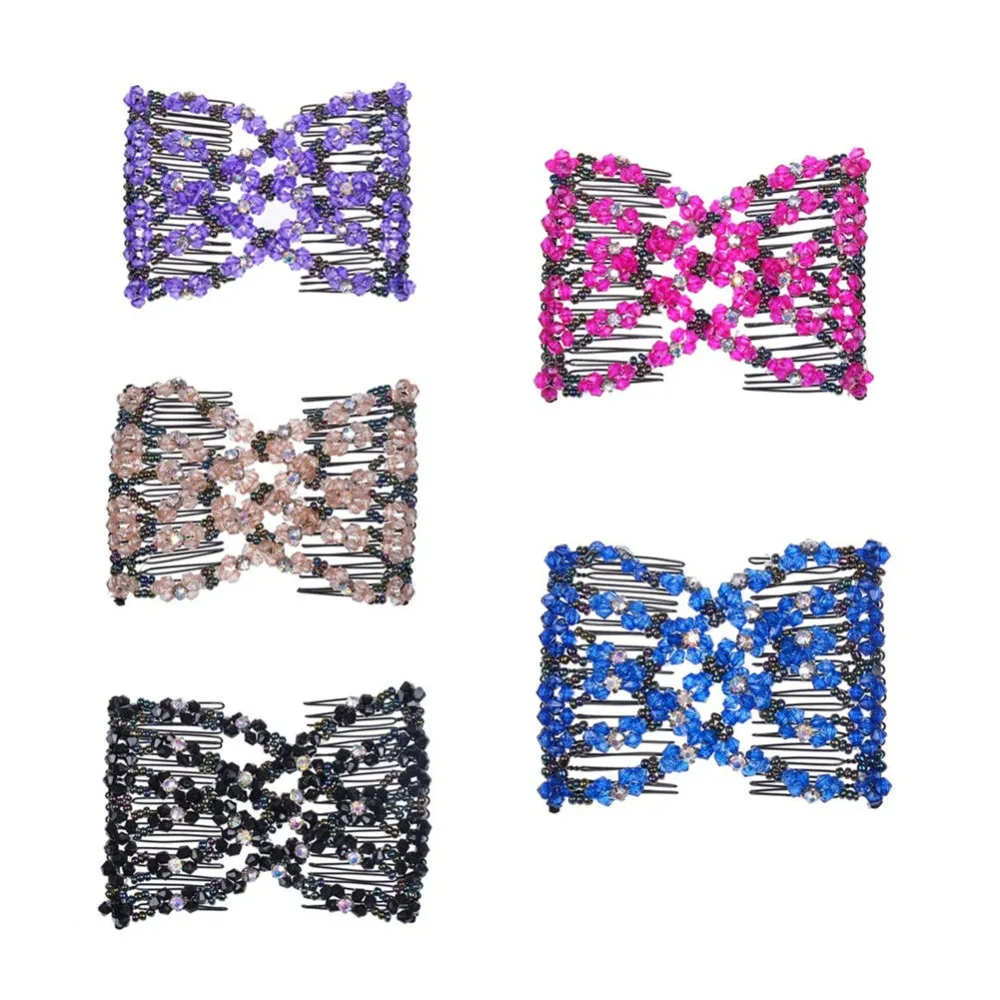 Lovef 5pcs New Stretch Flower Bow Glass Bead Hair Head Comb Cuff Double Clip EZ Magic Hair Accessories Good Gift
Lovef 5pcs New Stretch Flower Bow Glass Bead Hair Head Comb Cuff Double Clip EZ Magic Hair Accessories Good Gift