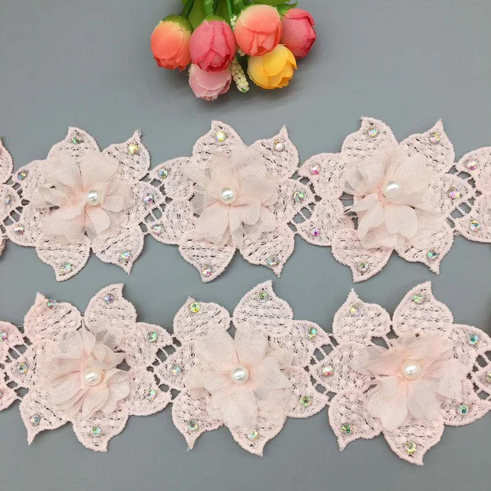 20X Cotton Pink Pearl 3D Diamond Flower Lace Trim French Fabric DIY Wedding Dress Embroidered Stain Ribbon Sewing Craft
20X Cotton Pink Pearl 3D Diamond Flower Lace Trim French Fabric DIY Wedding Dress Embroidered Stain Ribbon Sewing Craft