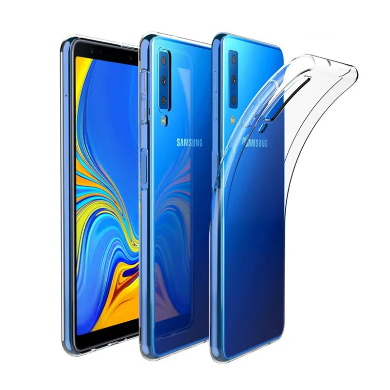 Soft Silicone clear Phone Cover For Samsung Galaxy A7 2018 A9 A80 A70 A50 A40 A30 A20E case bumper S10 Plus S10E | Мобильные