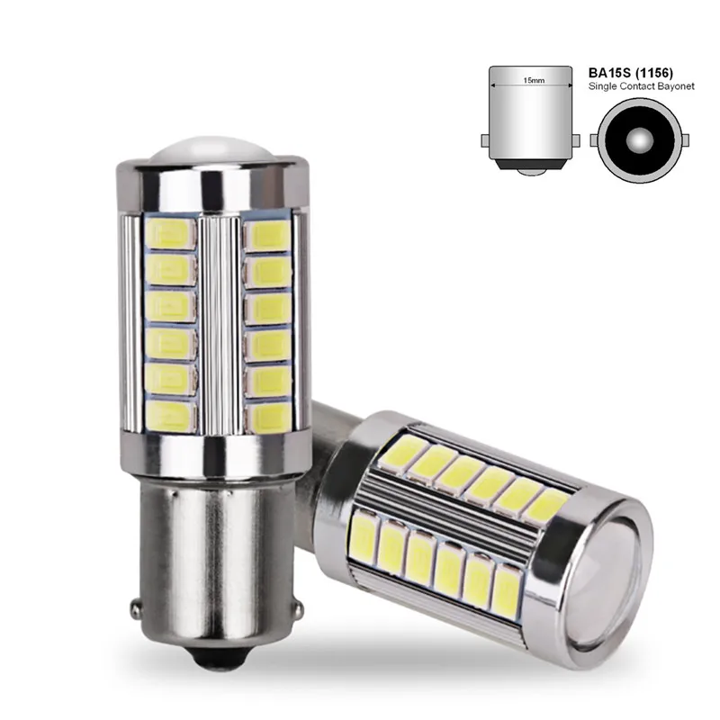 2pcs 1156 P21W BA15S 33 SMD 5630 5730 LED Auto Brake Light Rear Fog Lamp Car DRL Driving light Reverse Bulb Turn Signals 
2pcs 1156 P21W BA15S 33 SMD 5630 5730 LED Auto Brake Light Rear Fog Lamp Car DRL Driving light Reverse Bulb Turn Signals