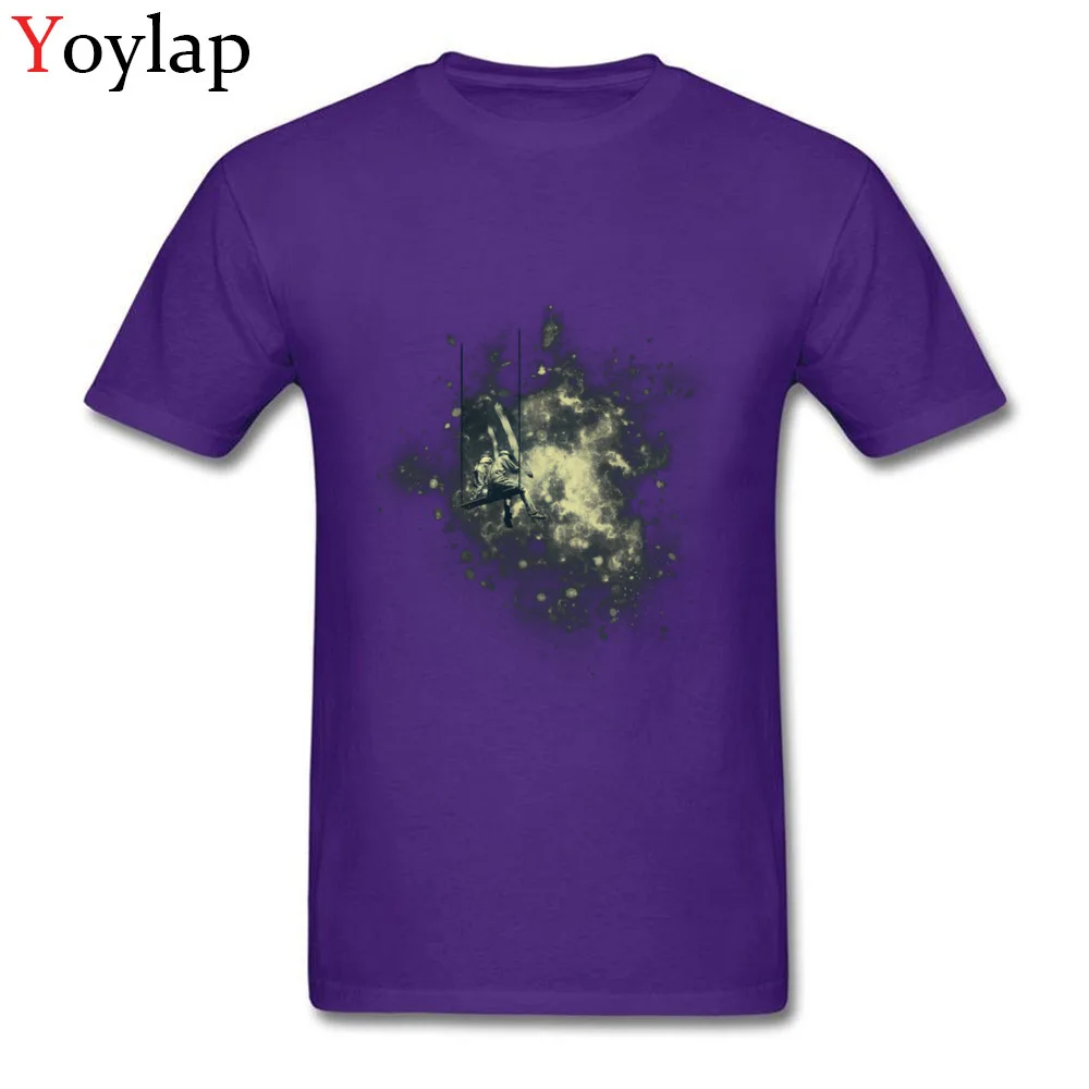 100% Cotton T Shirts for Men Short Sleeve Printed On Tops Shirts Retro Summer Autumn Summer Space Painters Round Collar Tee Shirt purple