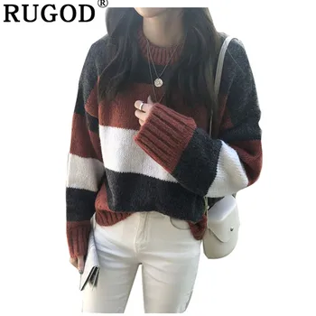 RUGOD Fashion O-Neck Women Christmas Sweater Knitted Thick Warm Winter Clothes Striped Casual Women Pullover pull femme hiver
RUGOD Fashion O-Neck Women Christmas Sweater Knitted Thick Warm Winter Clothes Striped Casual Women Pullover pull femme hiver