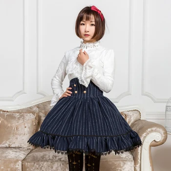 

Fluffy skirt 2018 new autumn and winter Japanese striped loli female high waist Lolita sweet fashion casual skirt SK