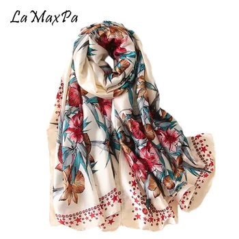 LaMaxPa Newest Print Flower Shawl For Women Simulation Silk Scarf Female Elegante Echarpe Mujer Chal Lady Soft Scarf 90x180cm 
LaMaxPa Newest Print Flower Shawl For Women Simulation Silk Scarf Female Elegante Echarpe Mujer Chal Lady Soft Scarf 90x180cm