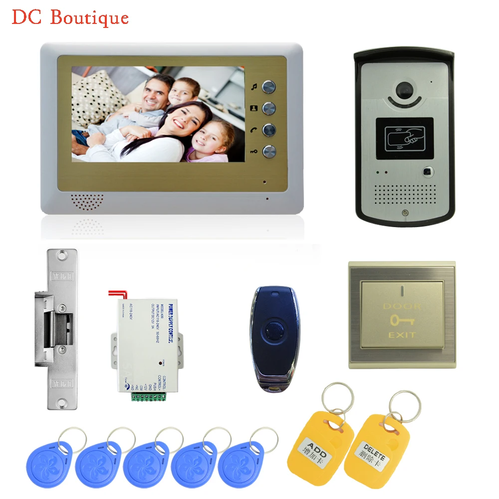 (1 set) Video Door Phone Door Bell Intercom Color Monitor Access Control Exit button Remote Unlock RFID key fob Free shipping
(1 set) Video Door Phone Door Bell Intercom Color Monitor Access Control Exit button Remote Unlock RFID key fob Free shipping