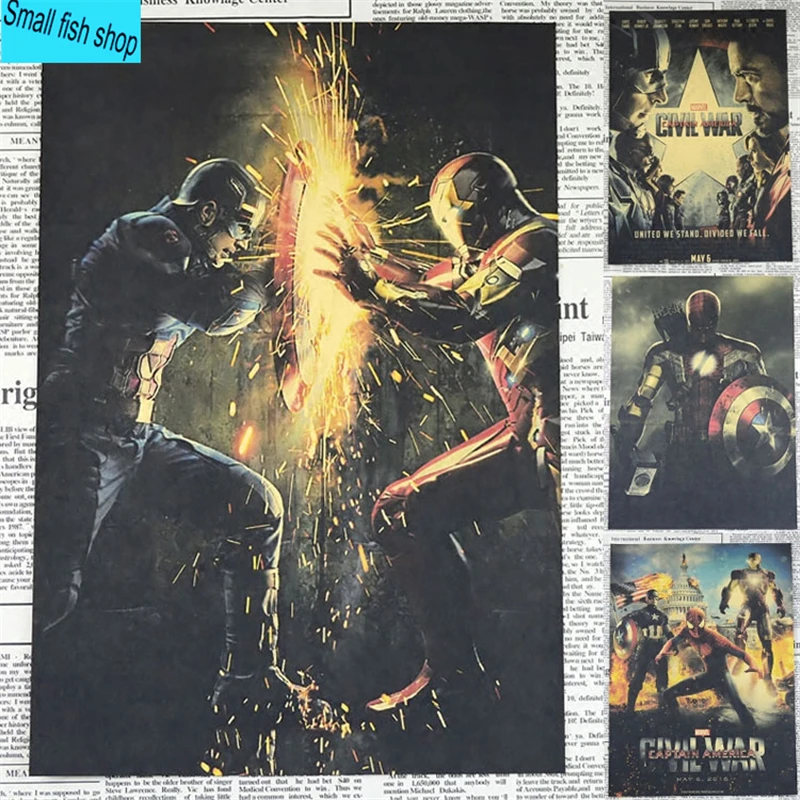 Captain America A gather Iron Man spider man Home Furnishing decoration Kraft Movie Poster Drawing core Wall stickers
Captain America A gather Iron Man spider man Home Furnishing decoration Kraft Movie Poster Drawing core Wall stickers