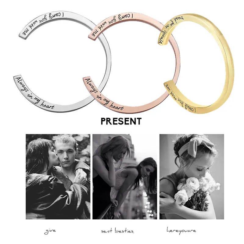 Fashion Simple Letter Engraved Bracelet For Men Women Customized Bangle Rose Gold/Gold/ Silver Stainless Steel For Friends Gift
Fashion Simple Letter Engraved Bracelet For Men Women Customized Bangle Rose Gold/Gold/ Silver Stainless Steel For Friends Gift