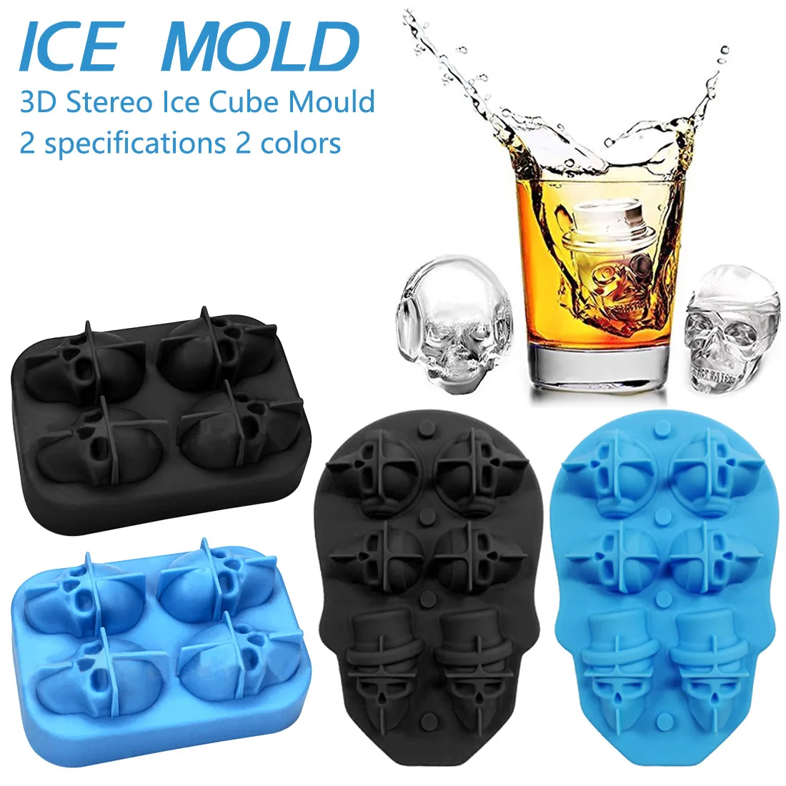 4/6 Grids Ice Cube Maker Skull Shape Chocolate Mould Ice Cream DIY Tool Whiskey Wine Cocktail Ice Cube 3D Silicone Mold
4/6 Grids Ice Cube Maker Skull Shape Chocolate Mould Ice Cream DIY Tool Whiskey Wine Cocktail Ice Cube 3D Silicone Mold