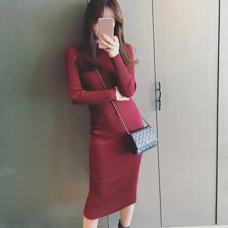 Autumn Winter Fashion Solid Color Rib Knitted Dress Women Turtleneck Long-Sleeved Dress Casual Slim Dress Female Vestidos 
Autumn Winter Fashion Solid Color Rib Knitted Dress Women Turtleneck Long-Sleeved Dress Casual Slim Dress Female Vestidos