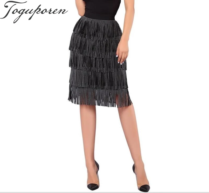Rhinestone Tassel High Waist Sexy Womens Skirts 2018 Womens Fashion Retro Beading Package Hip Lady Black Skirts
Rhinestone Tassel High Waist Sexy Womens Skirts 2018 Womens Fashion Retro Beading Package Hip Lady Black Skirts