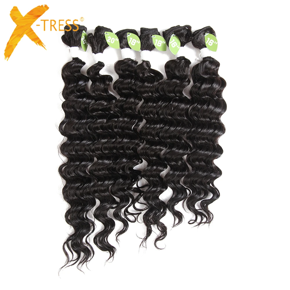 X-TRESS Mixed Blend Synthetic Human Hair Weave Bundles 6Pcs/Pack 16-20inch Natural Black Deep Wave Hair Weft Extensions For Head
X-TRESS Mixed Blend Synthetic Human Hair Weave Bundles 6Pcs/Pack 16-20inch Natural Black Deep Wave Hair Weft Extensions For Head