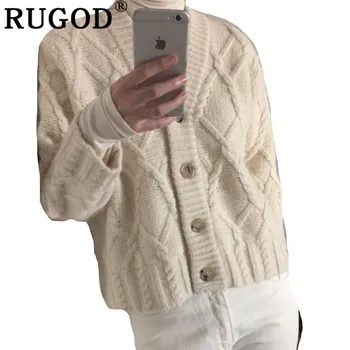 

RUGOD Casual Vintage Women Cardigans Solid Loose Women Sweaters O-Neck Knitted Women Winter Clothes pull femme hiver