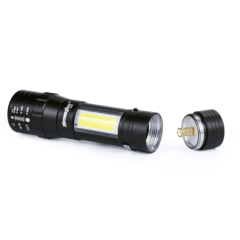 Aluminum Waterproof ZOOMABLE XPE Q5 + COB LED Mini Led Flashlight Torch Tactical light 14500AA Rechargeable Battery F#4S29 (5)