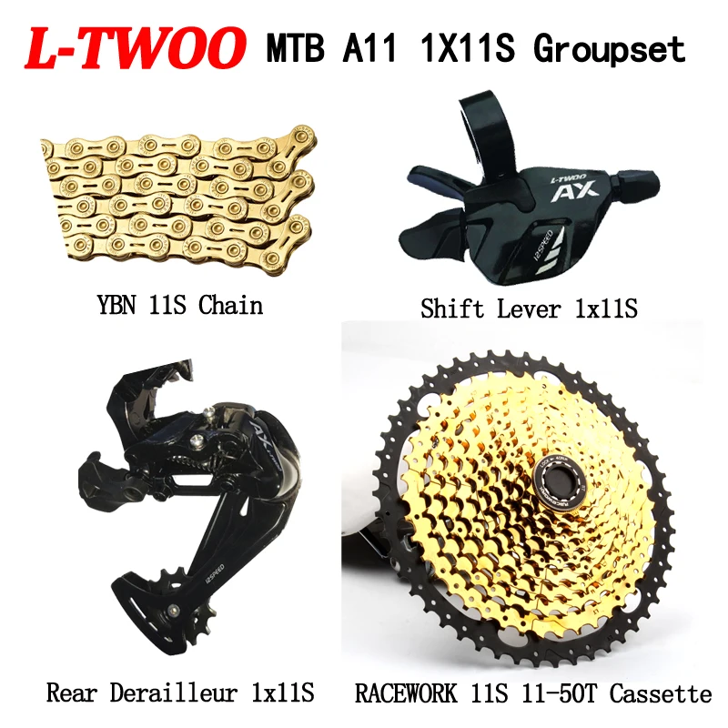 LTWOO AT11 Mountain Bike Groupset 11 Speed Shifter+Rear Deraileur+RACEWORk 11-50TCassette+YBN 11S Chain 4 Piece Set Eagle M8000
LTWOO AT11 Mountain Bike Groupset 11 Speed Shifter+Rear Deraileur+RACEWORk 11-50TCassette+YBN 11S Chain 4 Piece Set Eagle M8000