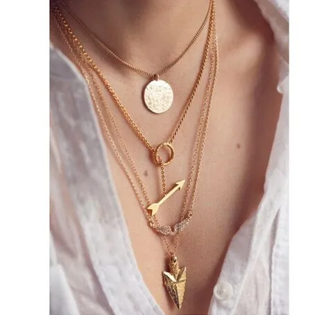 2016 Hot sale summer style 4 layer arrow design necklace pendant charm choker necklace women jewelry!
2016 Hot sale summer style 4 layer arrow design necklace pendant charm choker necklace women jewelry!