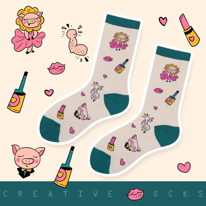 SP&CITY 2Pairs/Set Harajuku Women Cartoon Pig Patterned Cotton Socks Hipster Creative Customized Happy Socks Art Skateboard Sox
SP&CITY 2Pairs/Set Harajuku Women Cartoon Pig Patterned Cotton Socks Hipster Creative Customized Happy Socks Art Skateboard Sox