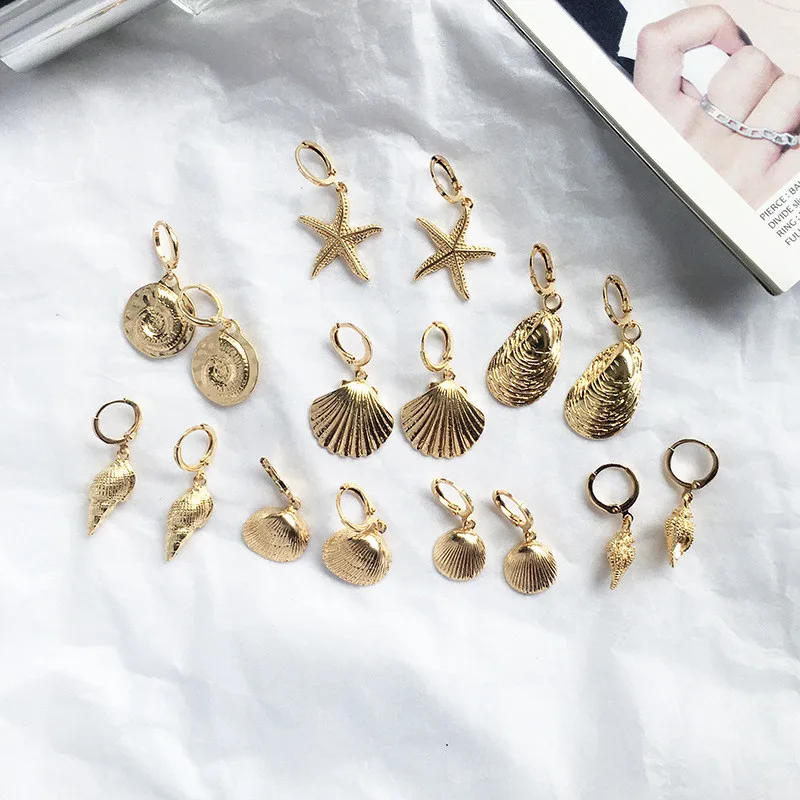 2019 New Fashion Gold Color Alloy Cowrie Shell Drop Earring Women Geometric Starfish Conch Earring Statement Brincos Jewelry
2019 New Fashion Gold Color Alloy Cowrie Shell Drop Earring Women Geometric Starfish Conch Earring Statement Brincos Jewelry