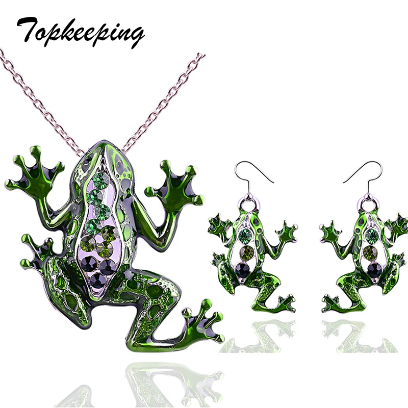 Topkeeping Brand Fashion Personality Summer Green Enamel Frog Necklace Earrings Jewelry Sets Creative Lovely Animal Necklace
Topkeeping Brand Fashion Personality Summer Green Enamel Frog Necklace Earrings Jewelry Sets Creative Lovely Animal Necklace