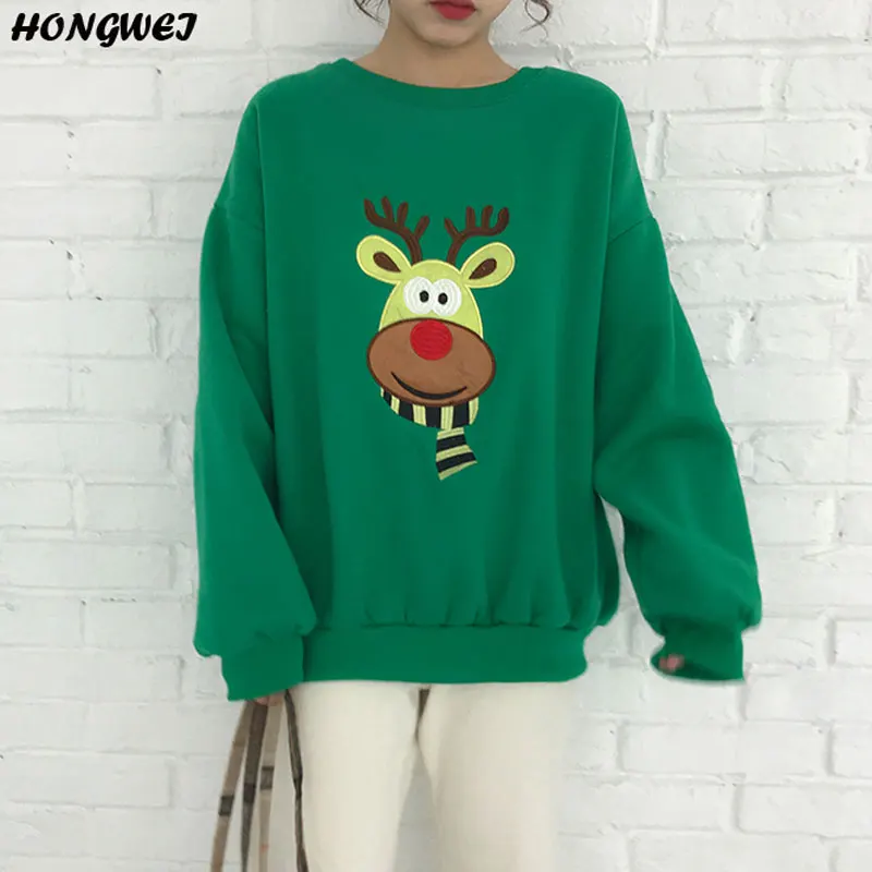 Женский Рождественский пуловер Повседневная мультяшная аппликация Санта Клаус