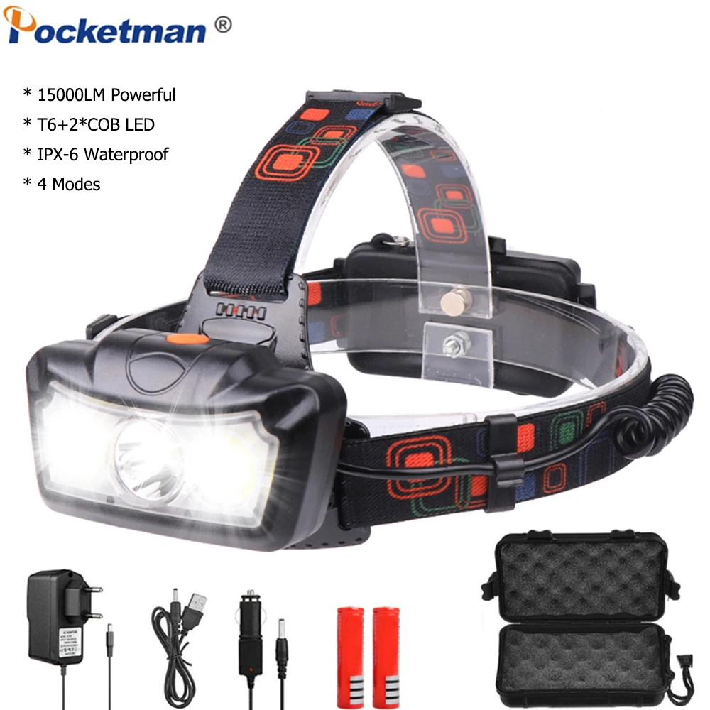 Super Bright LED T6 COB Headlight 15000LM Powerful Headlamp Waterproof Adjustable Headlamp Head Torch for Outdoor Camping
Super Bright LED T6 COB Headlight 15000LM Powerful Headlamp Waterproof Adjustable Headlamp Head Torch for Outdoor Camping