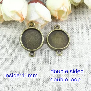100 pcs Antique Bronze DOUBLE SIDED 14mm Cabochon Base With DOUBLE LOOP, Round Bezel Cup Cameo Mountings Charm Pendant Trays
100 pcs Antique Bronze DOUBLE SIDED 14mm Cabochon Base With DOUBLE LOOP, Round Bezel Cup Cameo Mountings Charm Pendant Trays