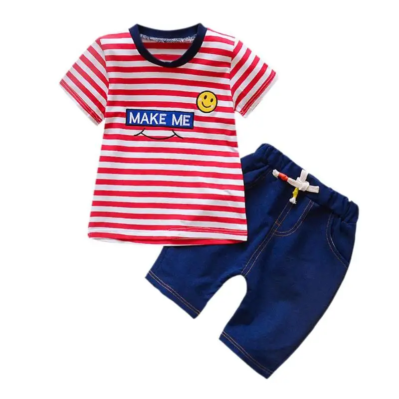 Fashional Smile Printed Boy Clothes Set Cotton Soft Short Sleeve Cute Stripe 2pcs T-shirt Drawstring Pants Suit Birthday Gift
Fashional Smile Printed Boy Clothes Set Cotton Soft Short Sleeve Cute Stripe 2pcs T-shirt Drawstring Pants Suit Birthday Gift