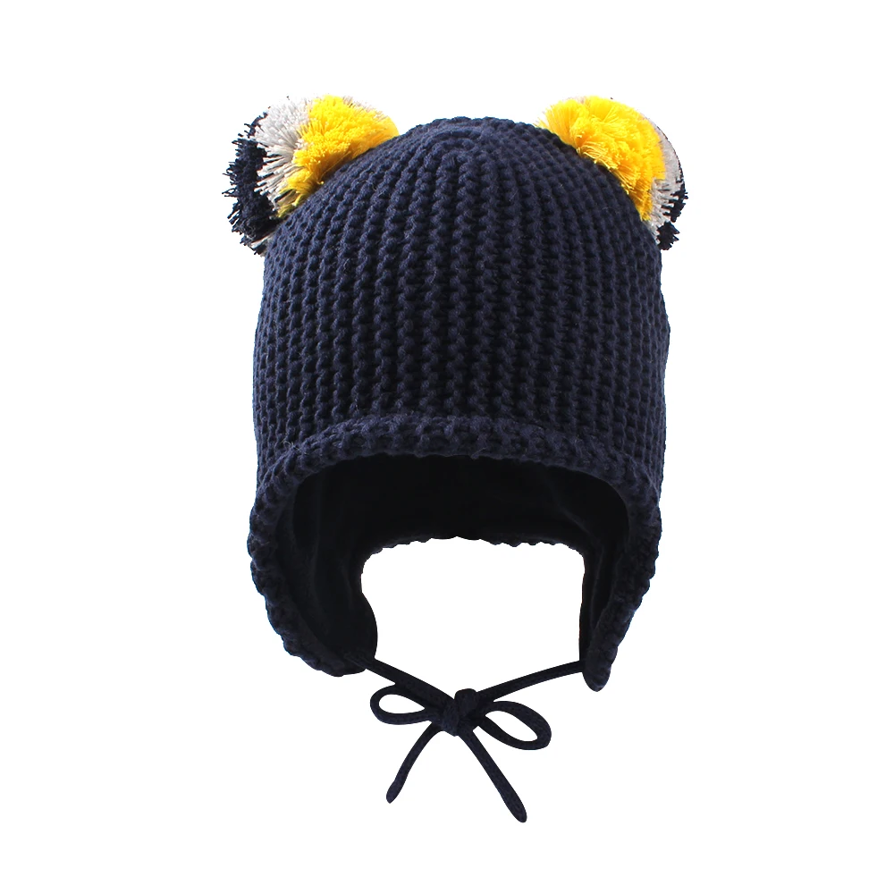 Winter Warm Baby Beanie Hat Cute Earflap Toddler Girls Hat with Pompom Fleece Lined Knit Kids Boys Hat Baby Girls Clothing 6-24M (11)