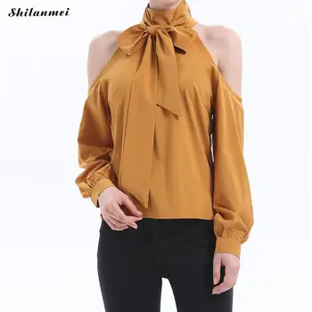 Elegant bow tie halter women blouses off shoulder camisas mujer office ladies Work Wear Blouse 2018 vintage wear to work shirt
Elegant bow tie halter women blouses off shoulder camisas mujer office ladies Work Wear Blouse 2018 vintage wear to work shirt