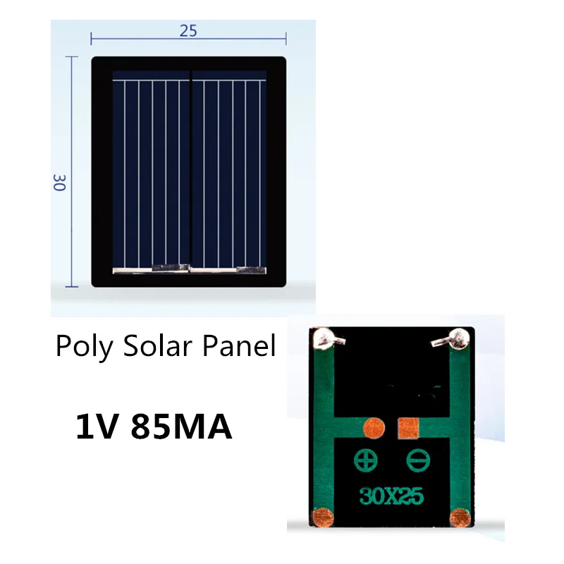 Mini Polycrystalline Silicon Solar Panel 1V 85MA/80MA Solar System DIY For Battery Chargers
Mini Polycrystalline Silicon Solar Panel 1V 85MA/80MA Solar System DIY For Battery Chargers