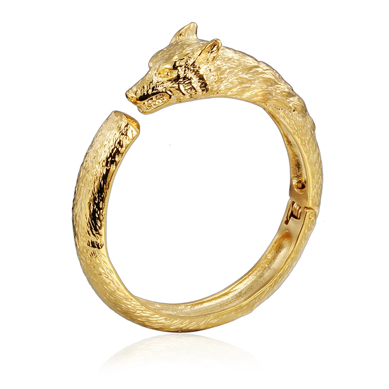 Trendy Hiphop Design 316L Stainless Steel Gold Wolf Animal head Open Cuff Bangle Gothic Men's Dance Club Style 
Trendy Hiphop Design 316L Stainless Steel Gold Wolf Animal head Open Cuff Bangle Gothic Men's Dance Club Style
