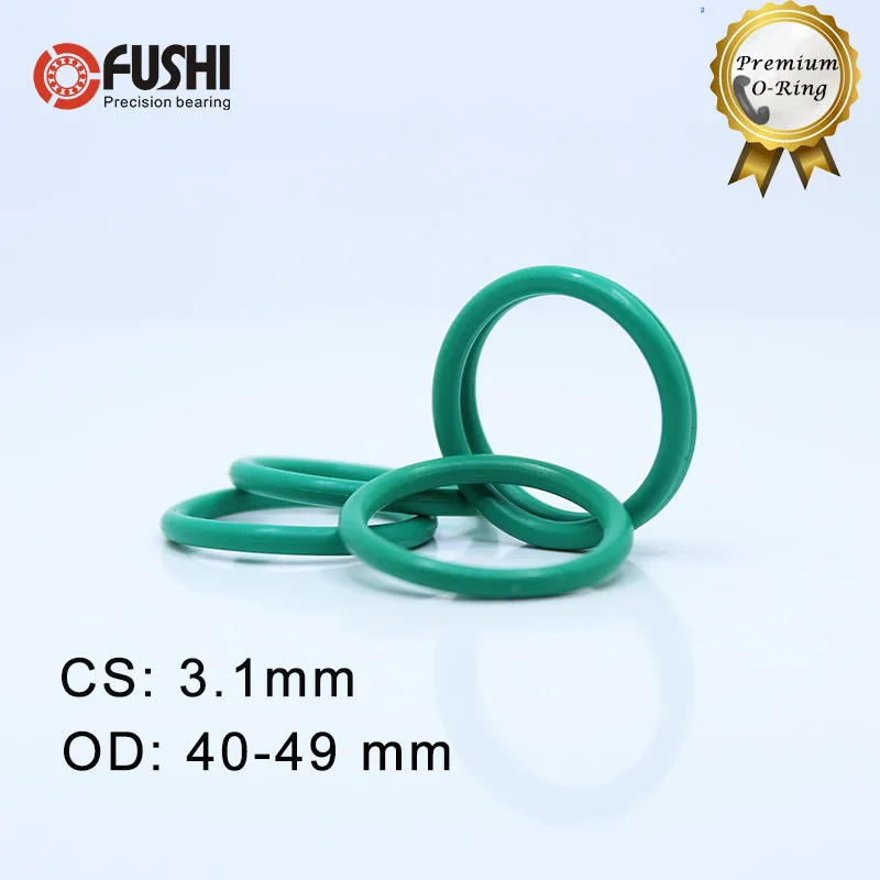 

CS3.1mm FKM Viton Rubber O RING OD 40/41/42/43/44/45/46/47/48/49*3.1 mm 50PCS O-Ring Fluorine Gasket Oil seal Green ORing