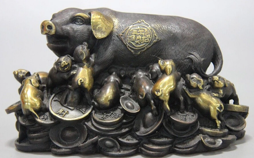 004862 China Bronze Copper Fengshui Zodiac Auspicious Yuanbao Wealth Money Pig Statue
004862 China Bronze Copper Fengshui Zodiac Auspicious Yuanbao Wealth Money Pig Statue