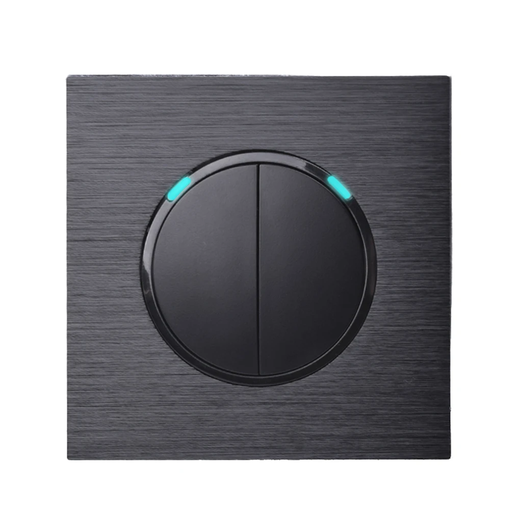 Luxurious LED Indicator Black Aluminum Metal Panel 2 Gang 1 Way Random Click On / Off Wall Light Switch EU Plug
Luxurious LED Indicator Black Aluminum Metal Panel 2 Gang 1 Way Random Click On / Off Wall Light Switch EU Plug