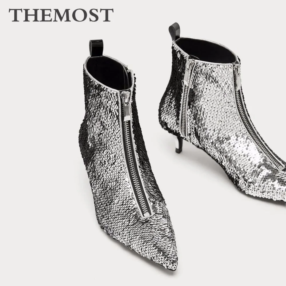 Sequined women's ankle boots autumn and winter fashion low-heeled pointed sheepskin inner female boots plus size
Sequined women's ankle boots autumn and winter fashion low-heeled pointed sheepskin inner female boots plus size