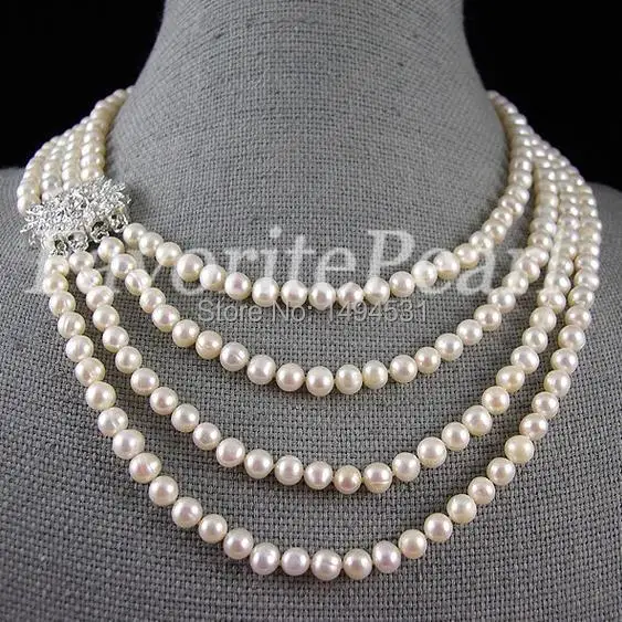 Pearl Necklace - 16-22 Inches 6-7mm 4 Strand White Color Natural Freshwater Pearl Necklace Bridesmaid Jewelry Wedding Gift
Pearl Necklace - 16-22 Inches 6-7mm 4 Strand White Color Natural Freshwater Pearl Necklace Bridesmaid Jewelry Wedding Gift