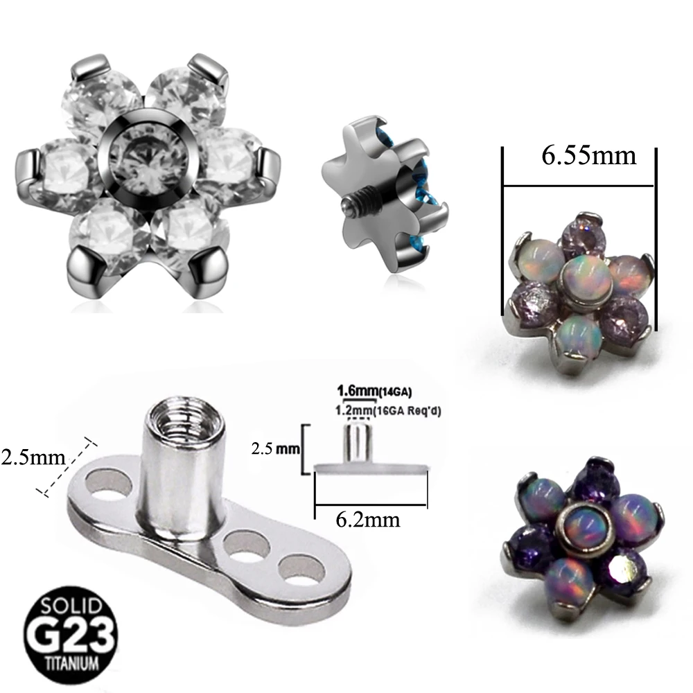 1Pc Titanium Flower Zircon Opal Top Dermal Anchor Piercing Micro Dermal Surface Hide in Skin Drivers Piercing Jewelry
1Pc Titanium Flower Zircon Opal Top Dermal Anchor Piercing Micro Dermal Surface Hide in Skin Drivers Piercing Jewelry