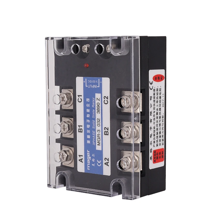 90A three phase Solid state relay SSR DC control AC (MGR-3 032 3890 Z) Solid State Relay 3-32V DC 380V AC With protective covers
90A three phase Solid state relay SSR DC control AC (MGR-3 032 3890 Z) Solid State Relay 3-32V DC 380V AC With protective covers