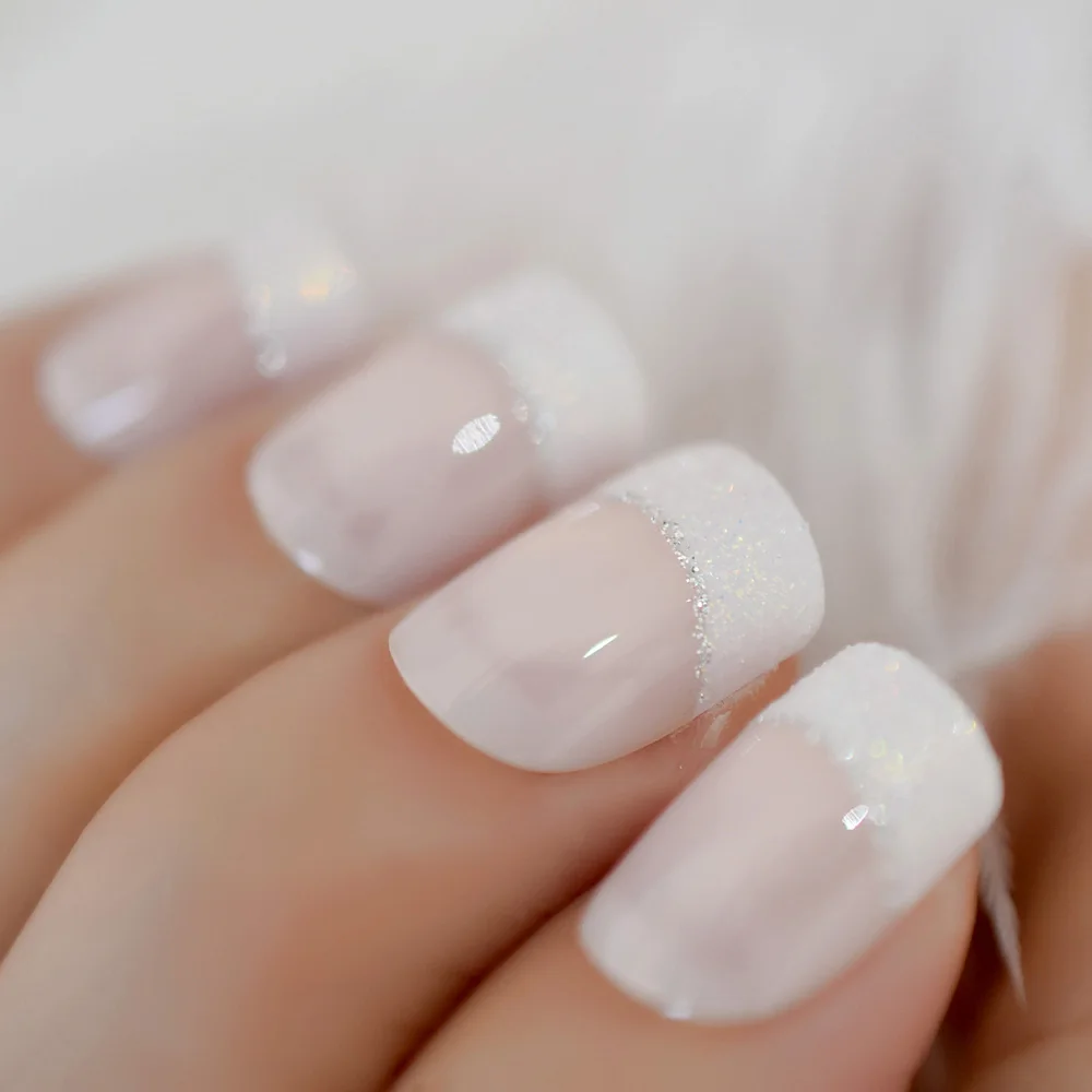 Irridescent Snow Glitter French Nail Silver Smile Line Decorated Sindy False Nail Tips Shimmer 24pcs/bag
Irridescent Snow Glitter French Nail Silver Smile Line Decorated Sindy False Nail Tips Shimmer 24pcs/bag