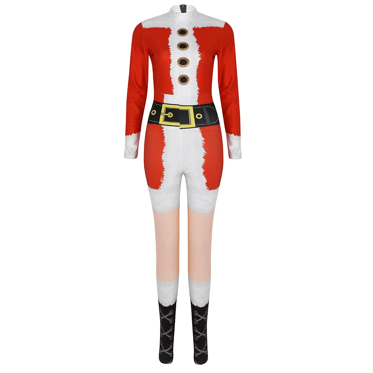 Cosplay&ware Tiaobug Women Long Sleeve Print Design Christmas Elf Costume Bodysuit Jumpsuit Female Xmas Fancy Cosplay Party Bodycon Catsuit 32 Cosplay&ware Tiaobug Women Long Sleeve Print Design Christmas Elf Costume Bodysuit Jumpsuit Female Xmas Fancy Cosplay Party Bodycon Catsuit -Cosplayware Store