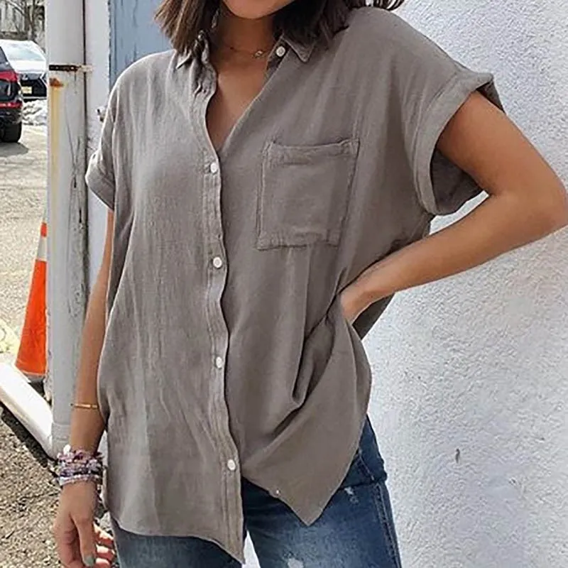 Summer Women Plus Size S-5Xl Pocket Blouse Short Sleeve Solid Loose Shirts Pockets Button Turn-Down Collar Casual Tops
Summer Women Plus Size S-5Xl Pocket Blouse Short Sleeve Solid Loose Shirts Pockets Button Turn-Down Collar Casual Tops