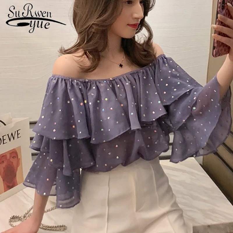 Korean Style Women Fashion Off Shoulder Tops Streetwear Slash Neck Short Sleeve Chiffon Blouse Blusas Mujer De Moda 2019 4992 50
Korean Style Women Fashion Off Shoulder Tops Streetwear Slash Neck Short Sleeve Chiffon Blouse Blusas Mujer De Moda 2019 4992 50
