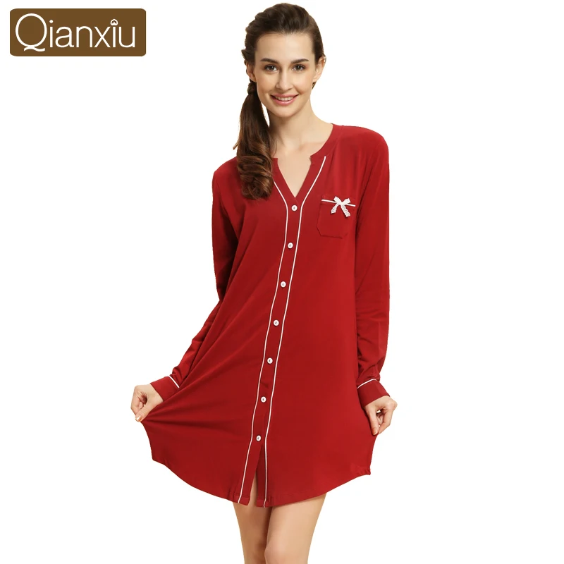2019 Spring Brand Nightgown Women Sexy Fashion Sleepshirts Female Long sleeve Cardigan Nightshirts Ladies Mo Cotton Nightdress
2019 Spring Brand Nightgown Women Sexy Fashion Sleepshirts Female Long sleeve Cardigan Nightshirts Ladies Mo Cotton Nightdress