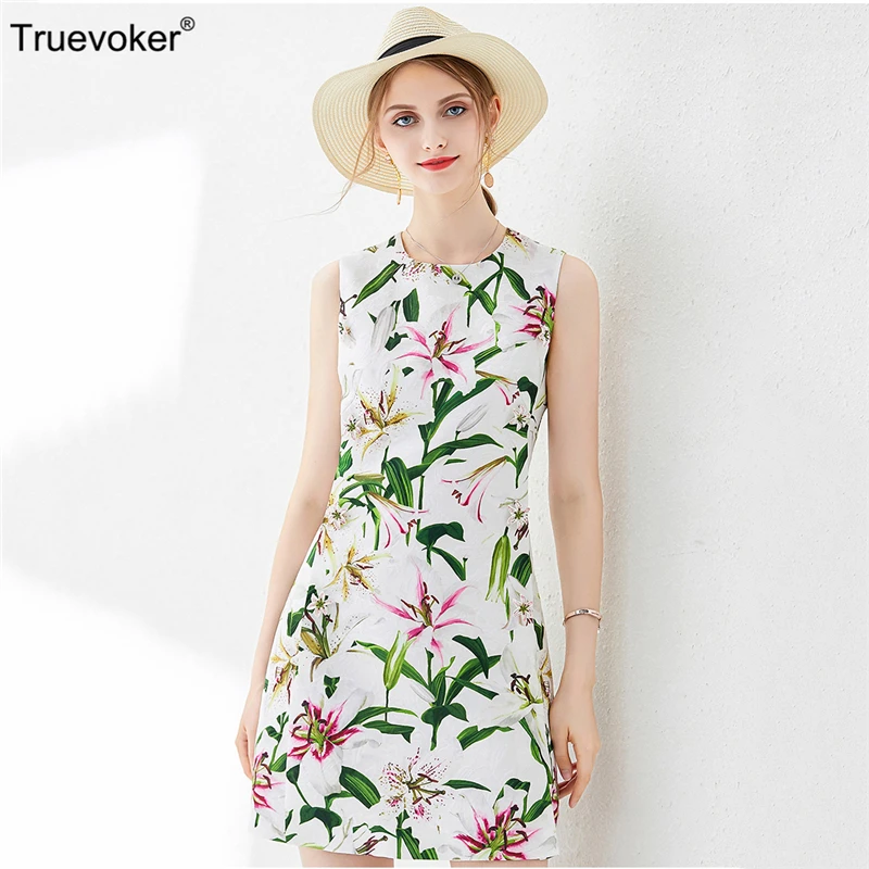 Truevoker Designer Summer Dresses Women's Noble Sleeveless Lily Floral Printed Crystal Buttons Embossed Robe Femme Ete
Truevoker Designer Summer Dresses Women's Noble Sleeveless Lily Floral Printed Crystal Buttons Embossed Robe Femme Ete
