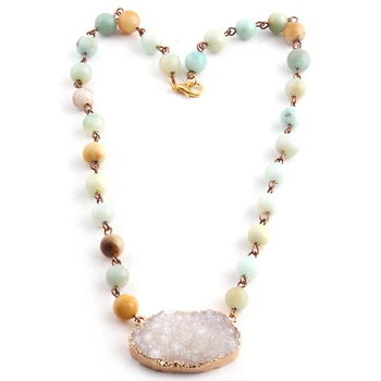 Fashion Bohemian Tribal Artisan Jewelry Rosary Chain Amazonite Stones Short Big White Black Druzy Charm Pendant Chokers Necklace
Fashion Bohemian Tribal Artisan Jewelry Rosary Chain Amazonite Stones Short Big White Black Druzy Charm Pendant Chokers Necklace