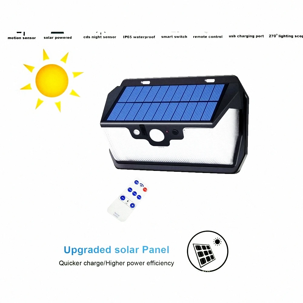 55 leds Solar light remote control radar 3 side lighting usb port Waterproof smart lamp camp Outdoor Garden yard patio deck door
55 leds Solar light remote control radar 3 side lighting usb port Waterproof smart lamp camp Outdoor Garden yard patio deck door