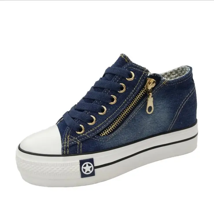 Women's shoes thick bottom fashion comfortable cloth shoes high new side zipper denim high female casual shoes A095
Women's shoes thick bottom fashion comfortable cloth shoes high new side zipper denim high female casual shoes A095