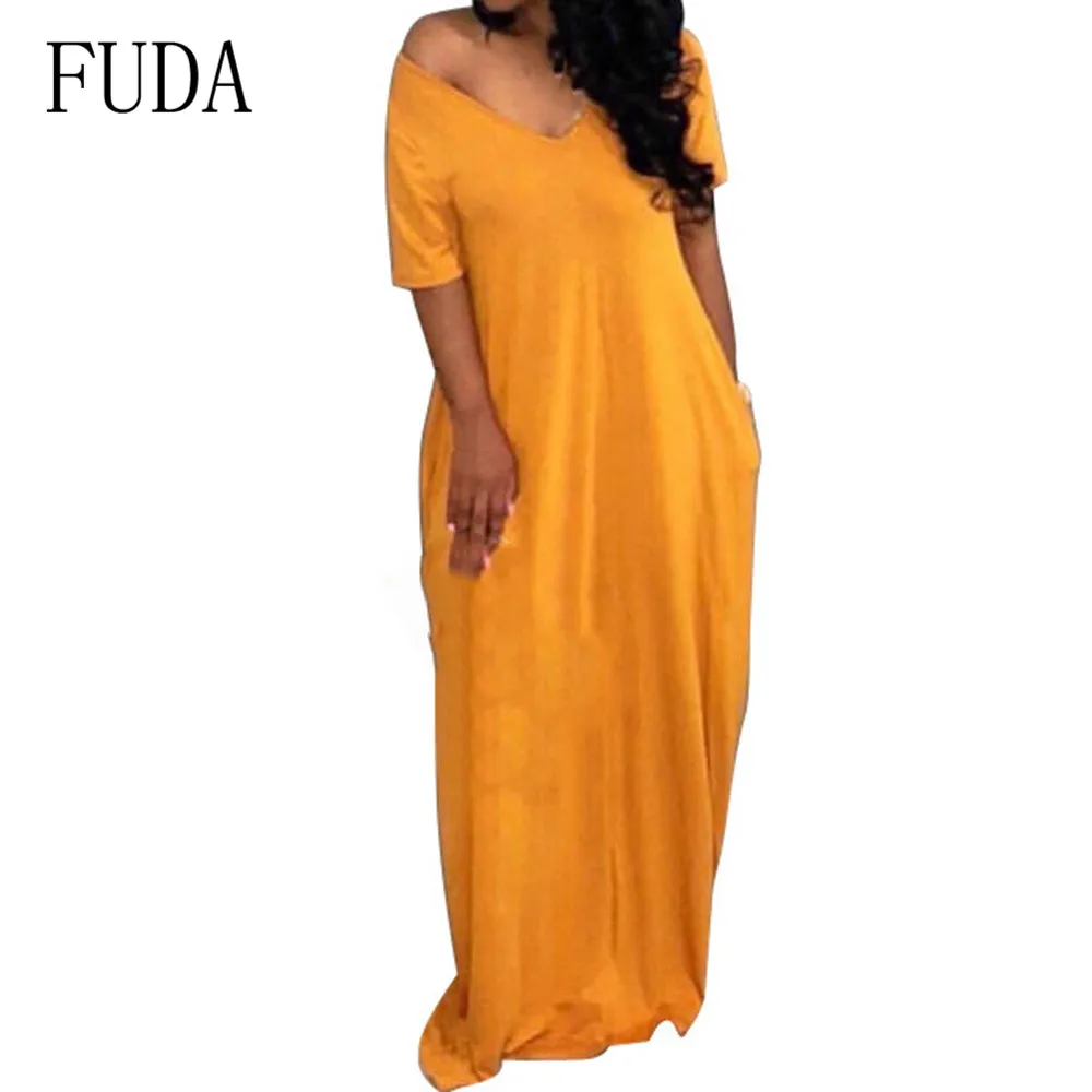 FUDA Women Clothing with Pockets Short Sleeve Long Maxi Dress Summer Casual Loose Elegant Dress Vestidos De Festa Plus Size XXXL 
FUDA Women Clothing with Pockets Short Sleeve Long Maxi Dress Summer Casual Loose Elegant Dress Vestidos De Festa Plus Size XXXL